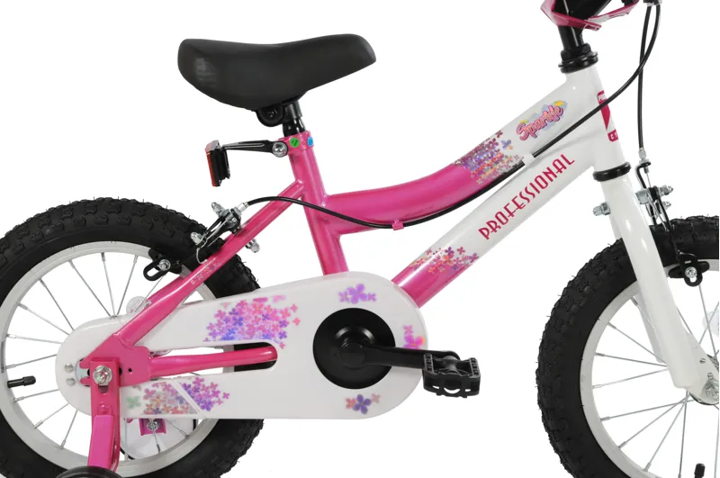 Professional Sparkle 14 Inch Wheel Kids Bike Pink and White-2